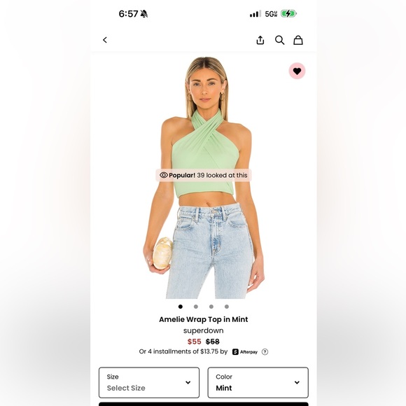 Amelie Wrap Top in Mint XS Superdown - Picture 4 of 5